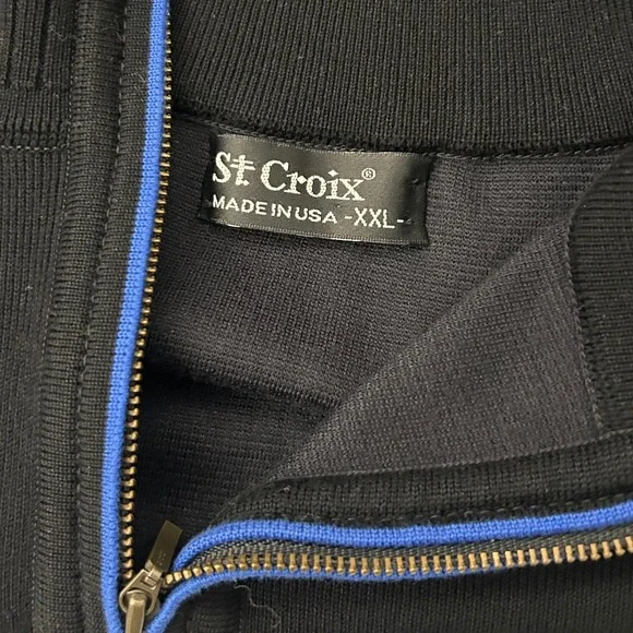 St. Croix Sweater Mens XXL Black Quarter Zip Knit Pullover Made in USA Vintage - Picture 4 of 7